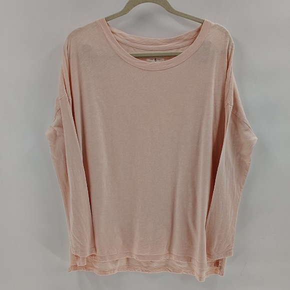 Lou & Grey Pullover Size Medium Light Peach Slub Tee Long Sleeve Oversized - Picture 1 of 6